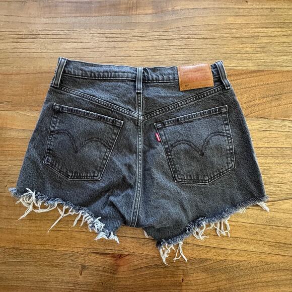 Levi Black Cutoff Jean Shorts - Size 28 - Picture 3 of 9